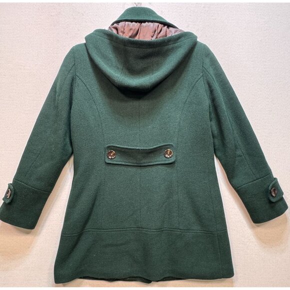 Calvin Klein Women's Wool Hooded Winter Coat Long Sleeve Sz 4 Sea Green Full Zip - Picture 2 of 14